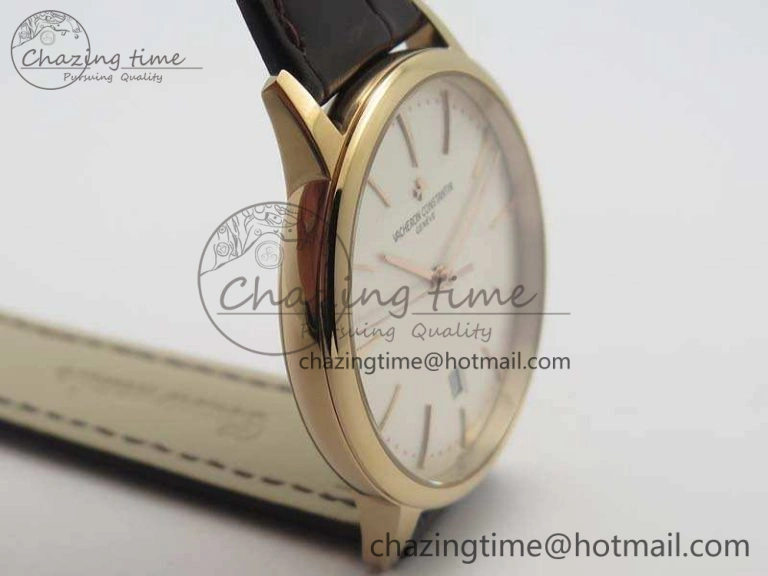 HighQuality Patrimony 85150 RG MKF 1:1 Best Edition Silver White Dial On Black Leather Cal.2450SC 9970