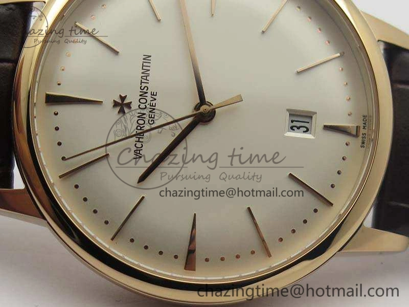 HighQuality Patrimony 85150 RG MKF 1:1 Best Edition Silver White Dial On Black Leather Cal.2450SC 9970