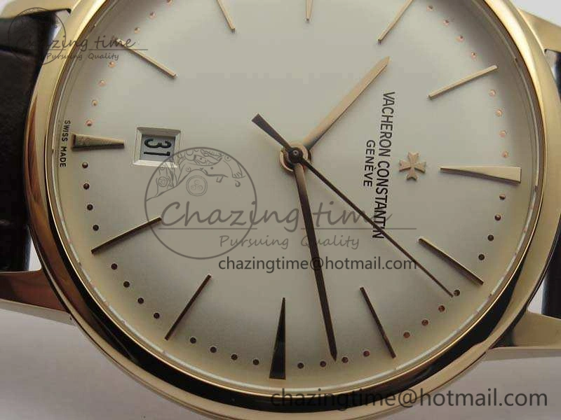 HighQuality Patrimony 85150 RG MKF 1:1 Best Edition Silver White Dial On Black Leather Cal.2450SC 9970