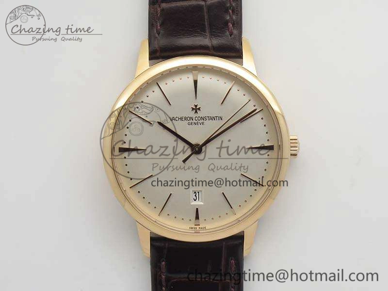 HighQuality Patrimony 85150 RG MKF 1:1 Best Edition Silver White Dial On Black Leather Cal.2450SC 9970
