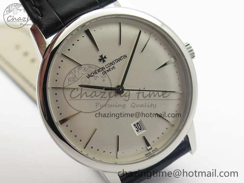 SmartChoice Patrimony 85150 SS MKF 1:1 Best Edition Silver White Dial On Black Leather Cal.2450SC 9967
