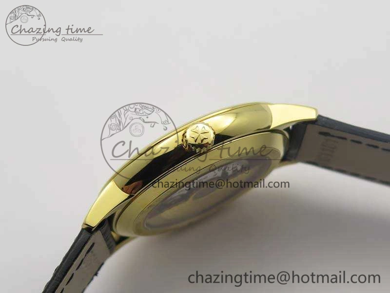 Popular Patrimony 85150 YG MKF 1:1 Best Edition Silver White Dial On Black Leather Cal.2450SC 9968