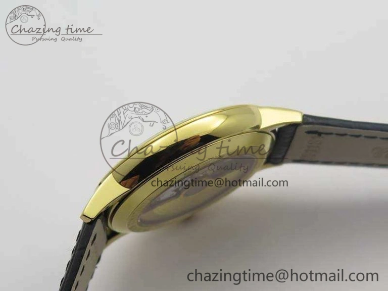 Popular Patrimony 85150 YG MKF 1:1 Best Edition Silver White Dial On Black Leather Cal.2450SC 9968