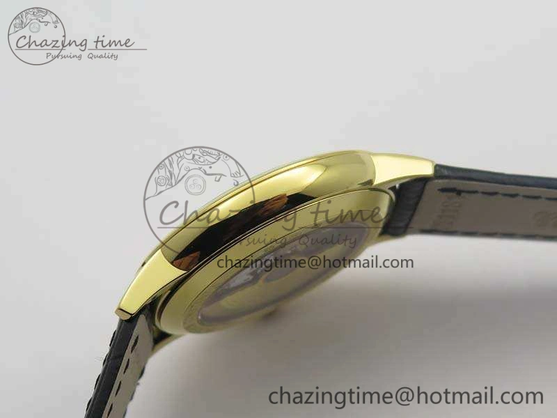 Popular Patrimony 85150 YG MKF 1:1 Best Edition Silver White Dial On Black Leather Cal.2450SC 9968