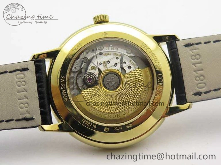 Popular Patrimony 85150 YG MKF 1:1 Best Edition Silver White Dial On Black Leather Cal.2450SC 9968