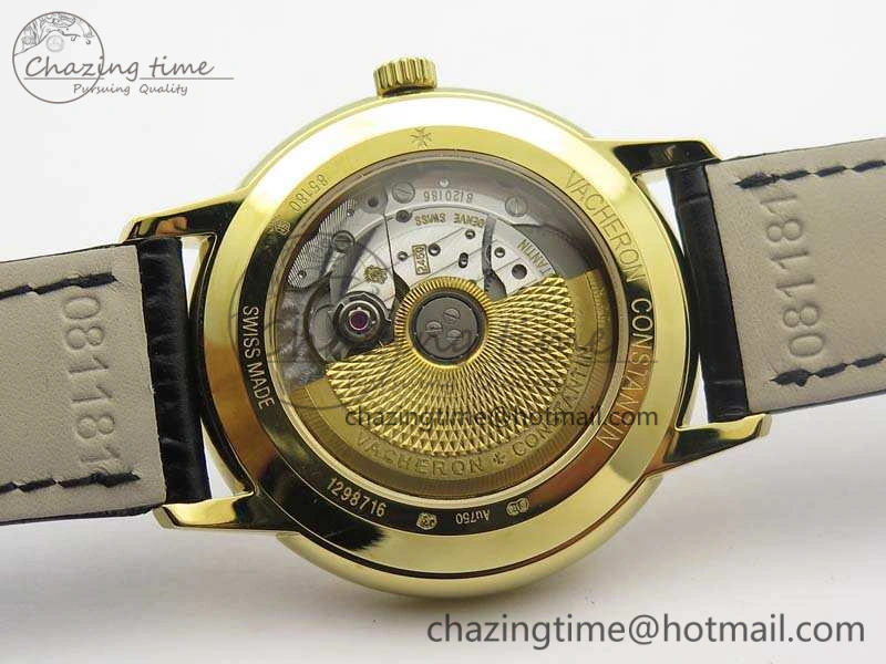 Popular Patrimony 85150 YG MKF 1:1 Best Edition Silver White Dial On Black Leather Cal.2450SC 9968