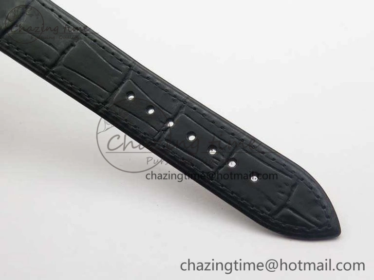 Popular Patrimony 85150 YG MKF 1:1 Best Edition Silver White Dial On Black Leather Cal.2450SC 9968