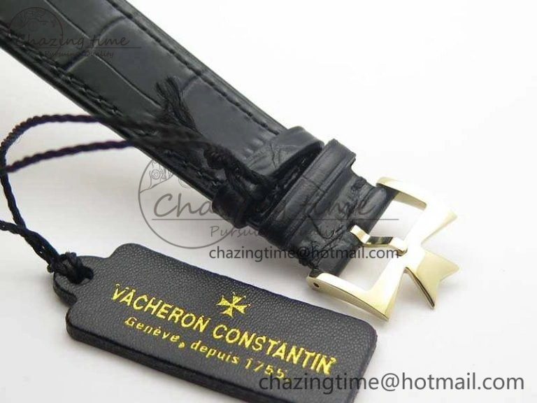 Popular Patrimony 85150 YG MKF 1:1 Best Edition Silver White Dial On Black Leather Cal.2450SC 9968