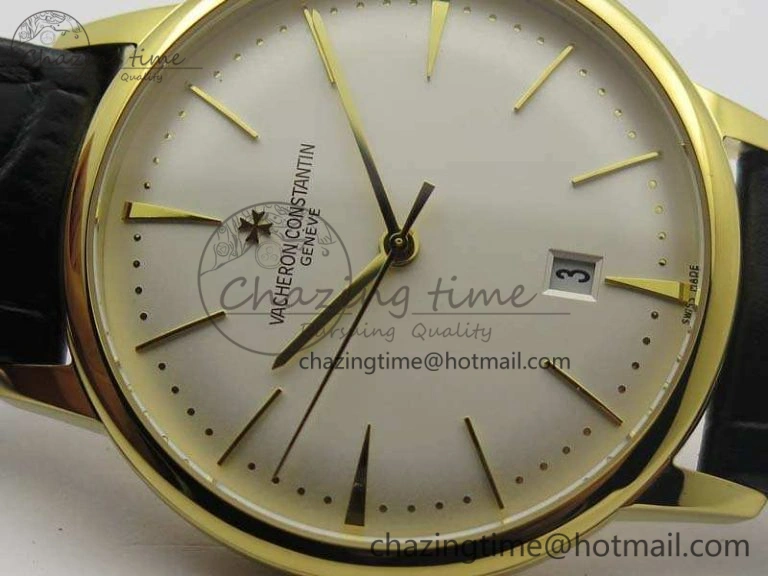 Popular Patrimony 85150 YG MKF 1:1 Best Edition Silver White Dial On Black Leather Cal.2450SC 9968