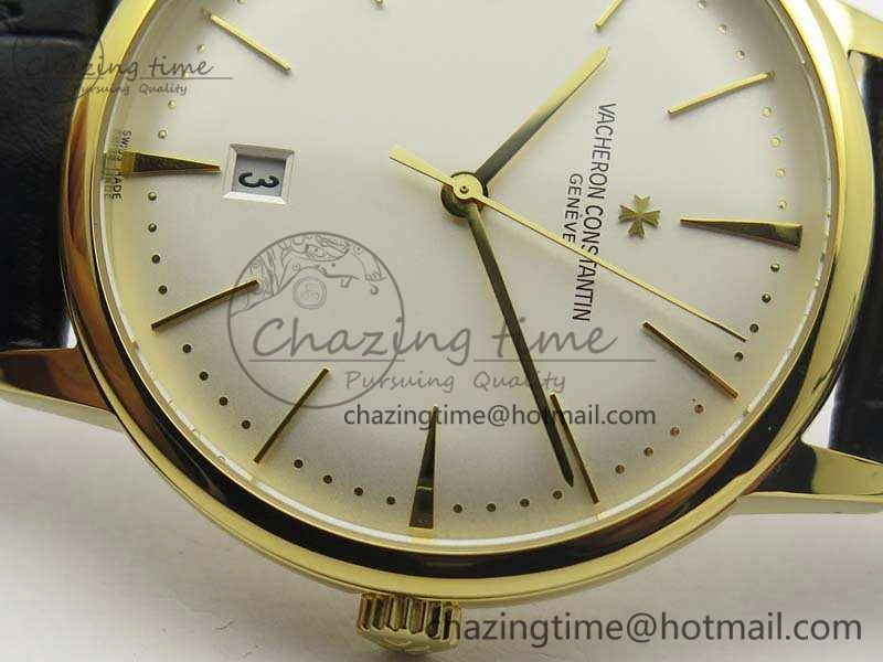 Popular Patrimony 85150 YG MKF 1:1 Best Edition Silver White Dial On Black Leather Cal.2450SC 9968