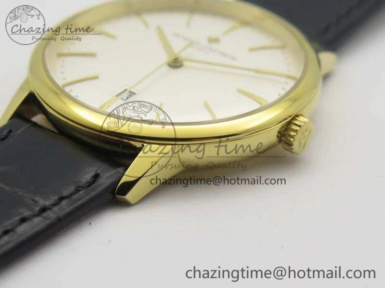Popular Patrimony 85150 YG MKF 1:1 Best Edition Silver White Dial On Black Leather Cal.2450SC 9968