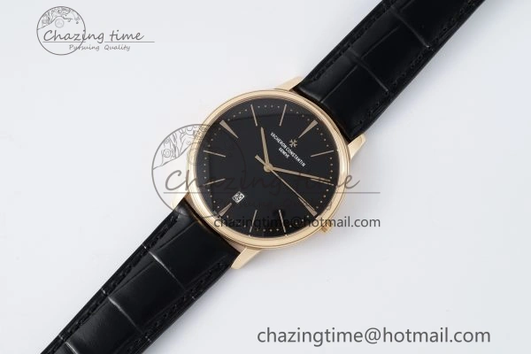 Patrimony Date RG PPF 1:1 Best Edition Black Dial on Black Leather Strap MIYOTA EasyMatch 9892
