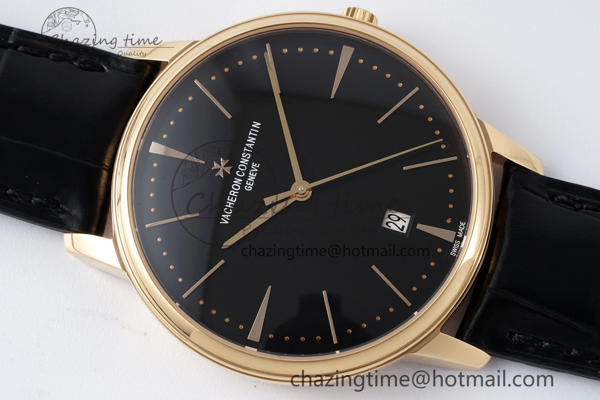 Patrimony Date RG PPF 1:1 Best Edition Black Dial on Black Leather Strap MIYOTA EasyMatch 9892
