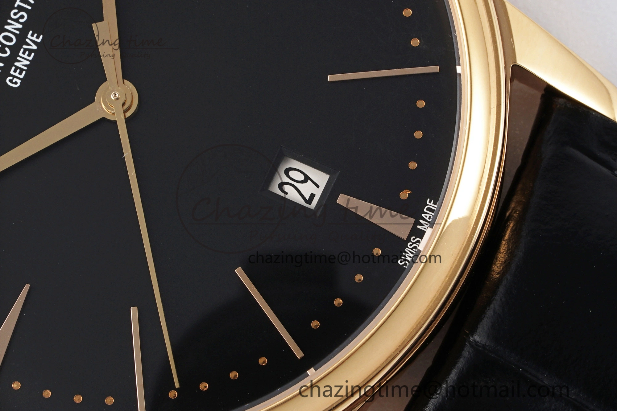 Patrimony Date RG PPF 1:1 Best Edition Black Dial on Black Leather Strap MIYOTA EasyMatch 9892