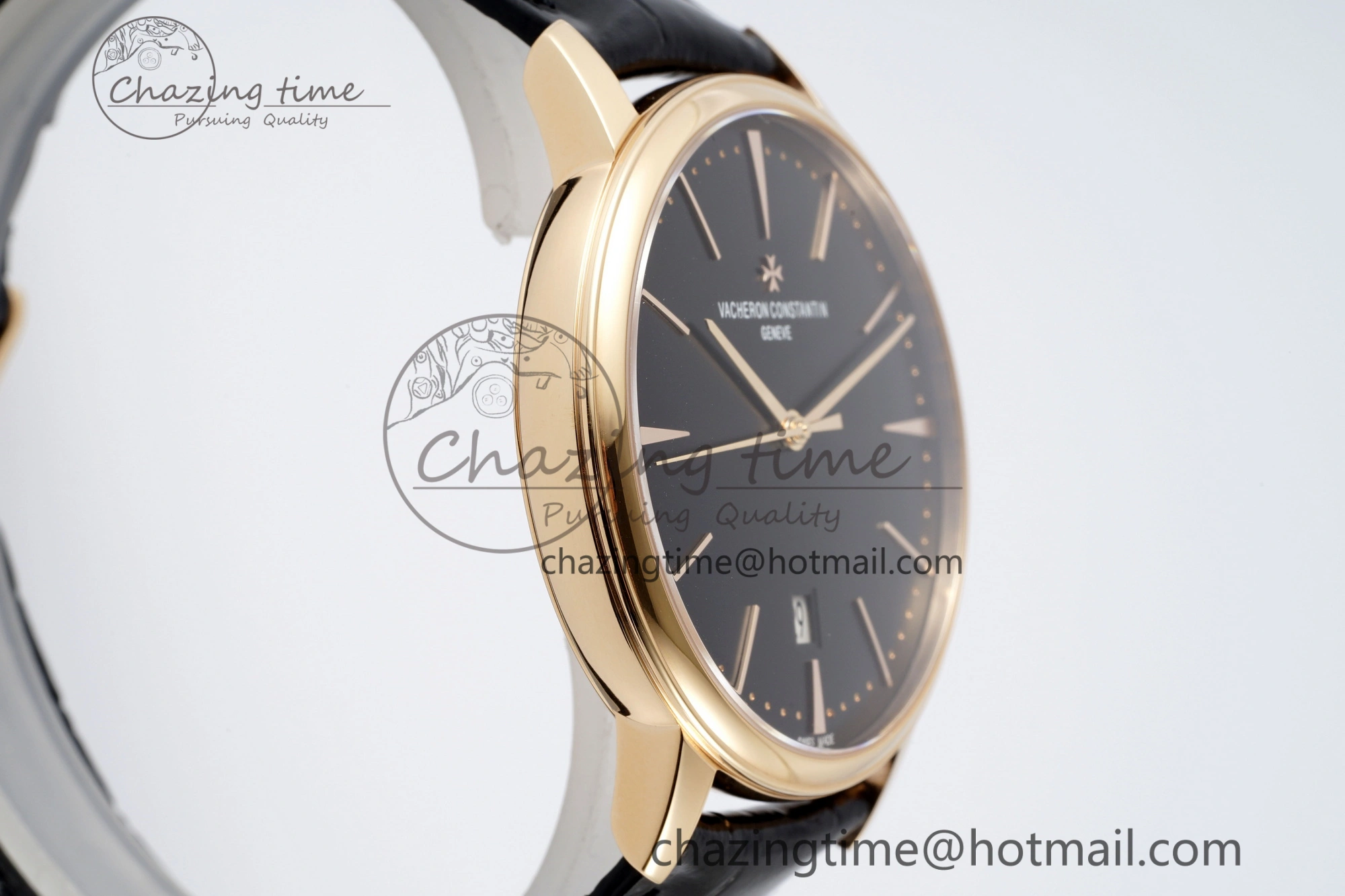 Patrimony Date RG PPF 1:1 Best Edition Black Dial on Black Leather Strap MIYOTA EasyMatch 9892