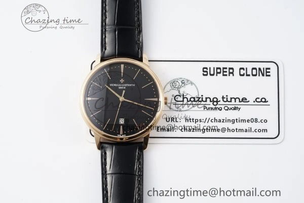 Patrimony Date RG PPF 1:1 Best Edition Black Dial on Black Leather Strap MIYOTA EasyMatch 9892