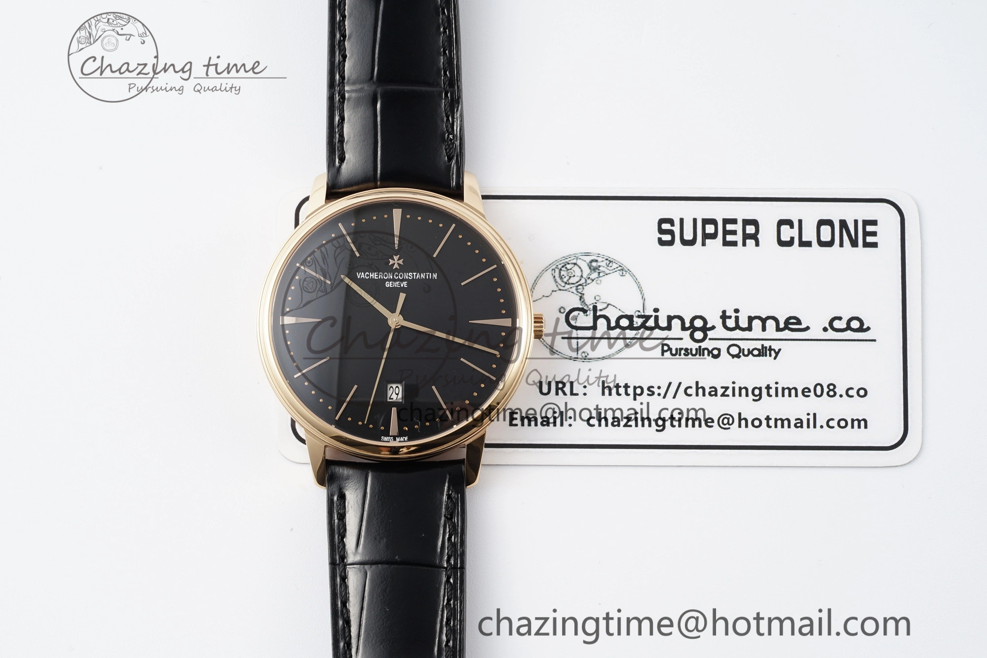 Patrimony Date RG PPF 1:1 Best Edition Black Dial on Black Leather Strap MIYOTA EasyMatch 9892