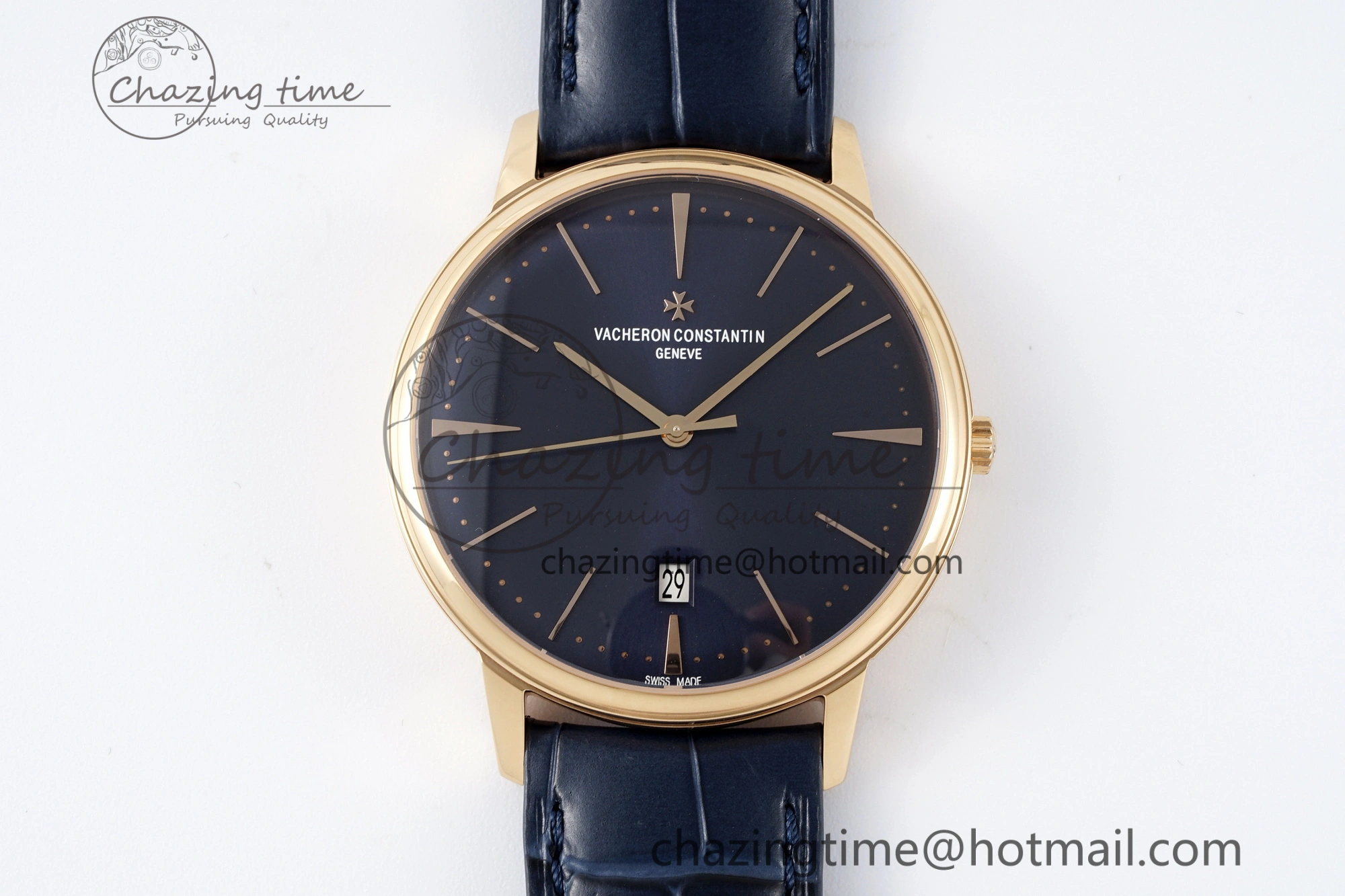 Lightweight Patrimony Date RG PPF 1:1 Best Edition Blue Dial on Blue Leather Strap MIYOTA 9894