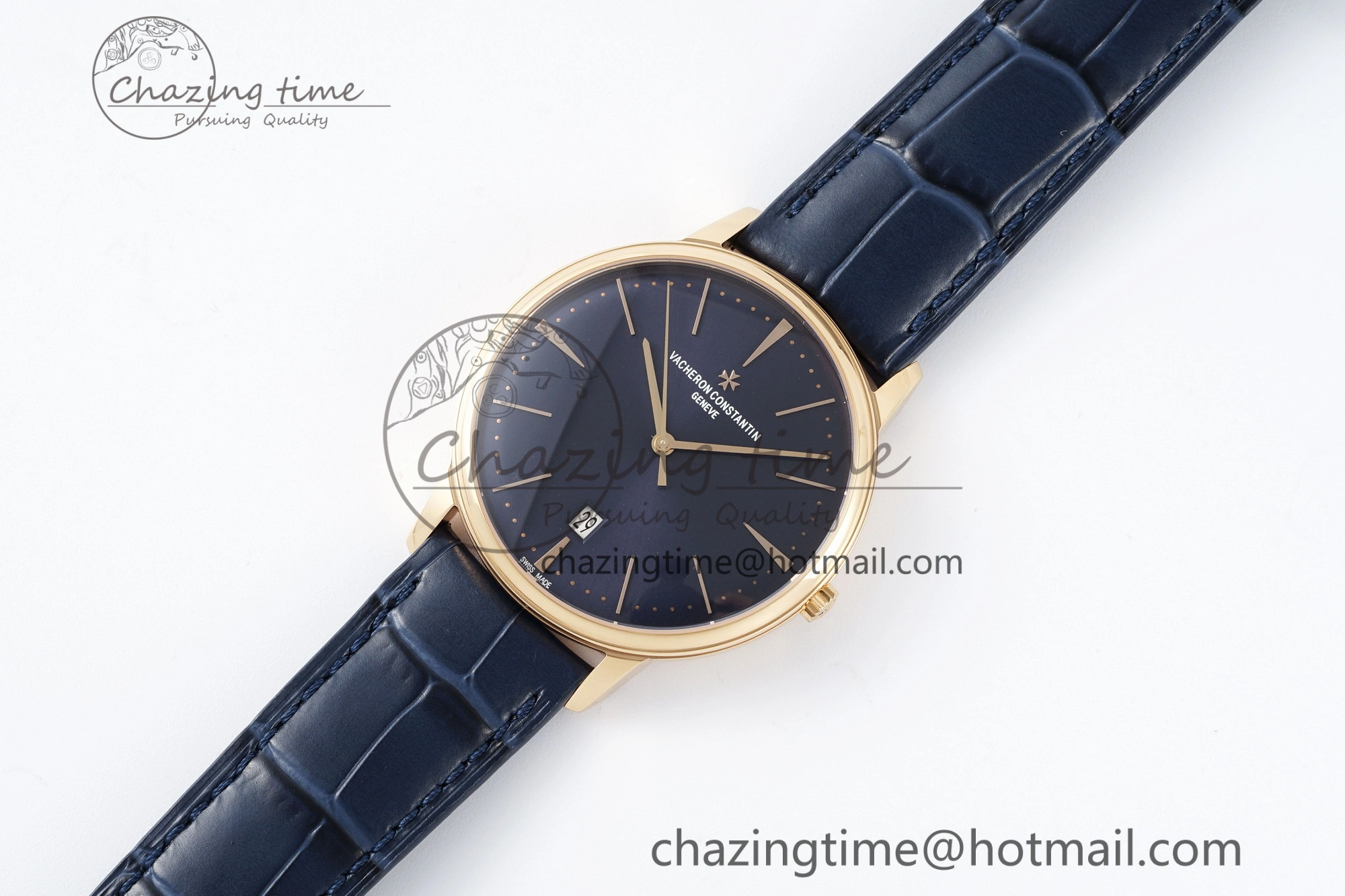 Lightweight Patrimony Date RG PPF 1:1 Best Edition Blue Dial on Blue Leather Strap MIYOTA 9894
