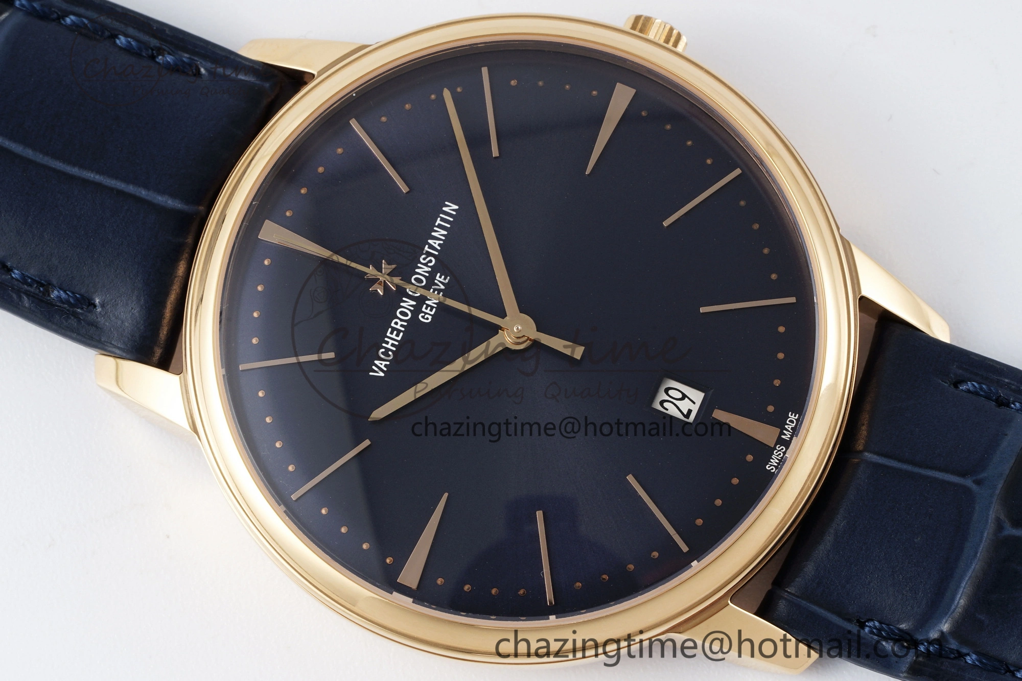 Lightweight Patrimony Date RG PPF 1:1 Best Edition Blue Dial on Blue Leather Strap MIYOTA 9894