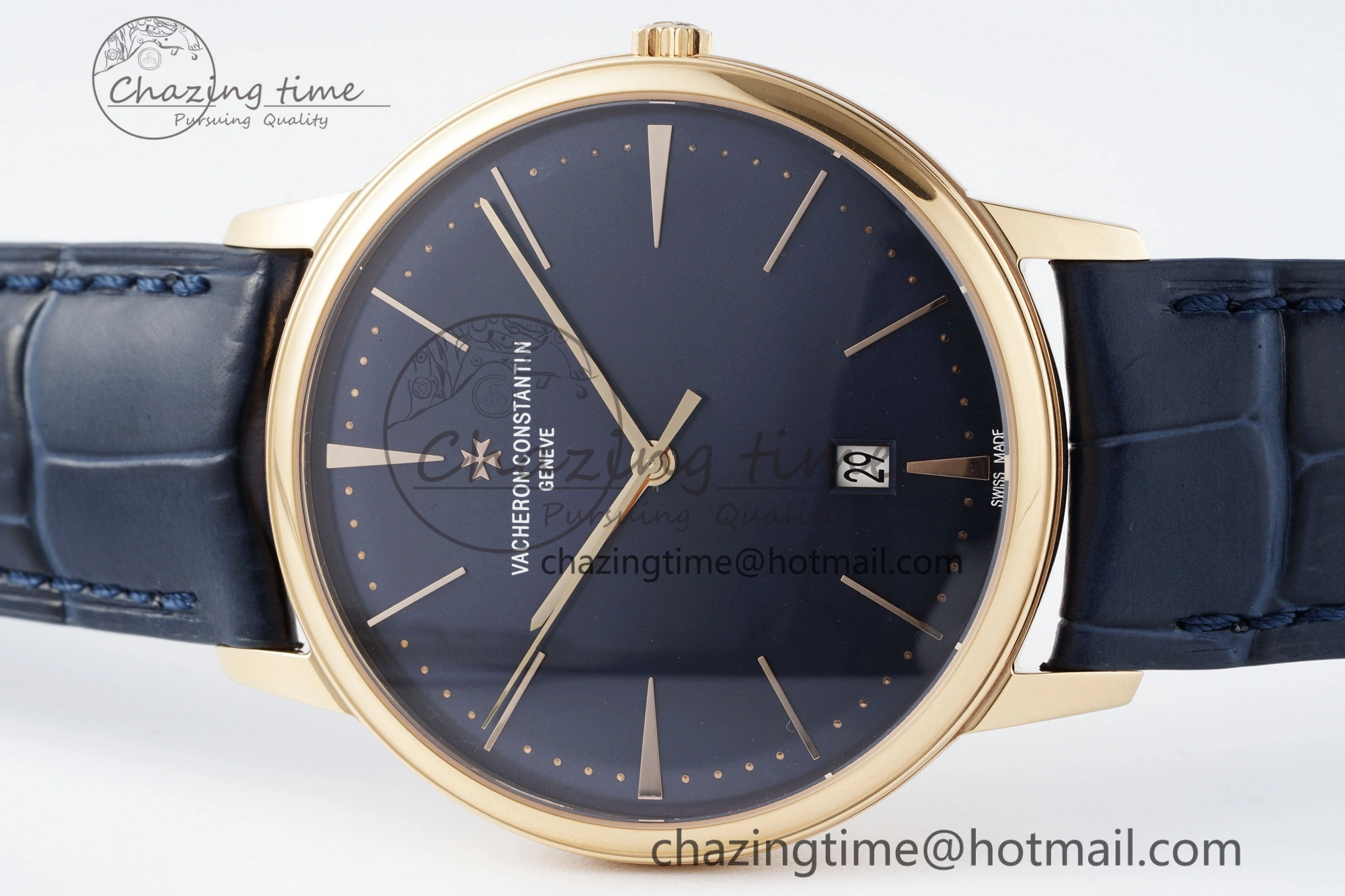 Lightweight Patrimony Date RG PPF 1:1 Best Edition Blue Dial on Blue Leather Strap MIYOTA 9894