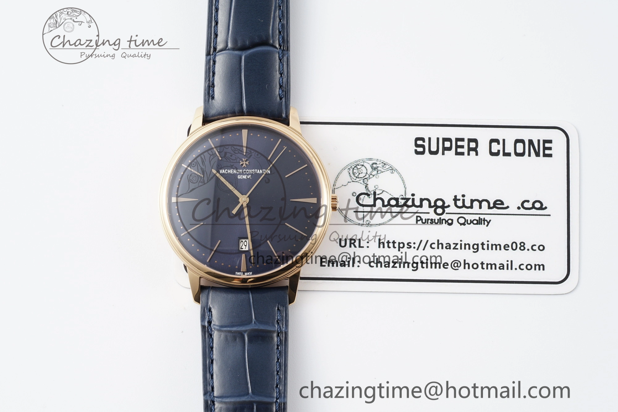Lightweight Patrimony Date RG PPF 1:1 Best Edition Blue Dial on Blue Leather Strap MIYOTA 9894