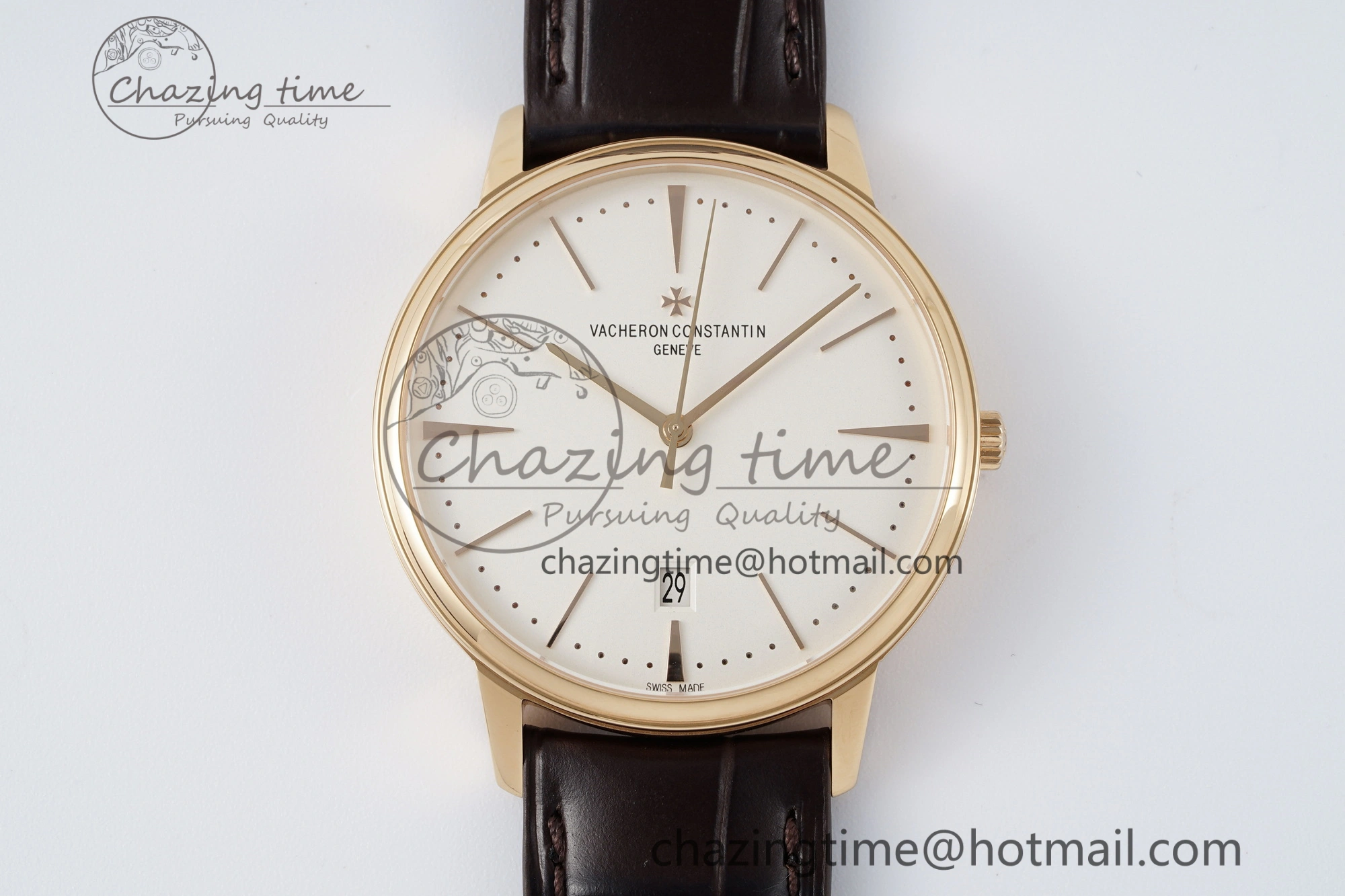 Patrimony Date RG PPF 1:1 Best Edition White Dial on Brown Leather Strap MIYOTA WeatherProof 9893