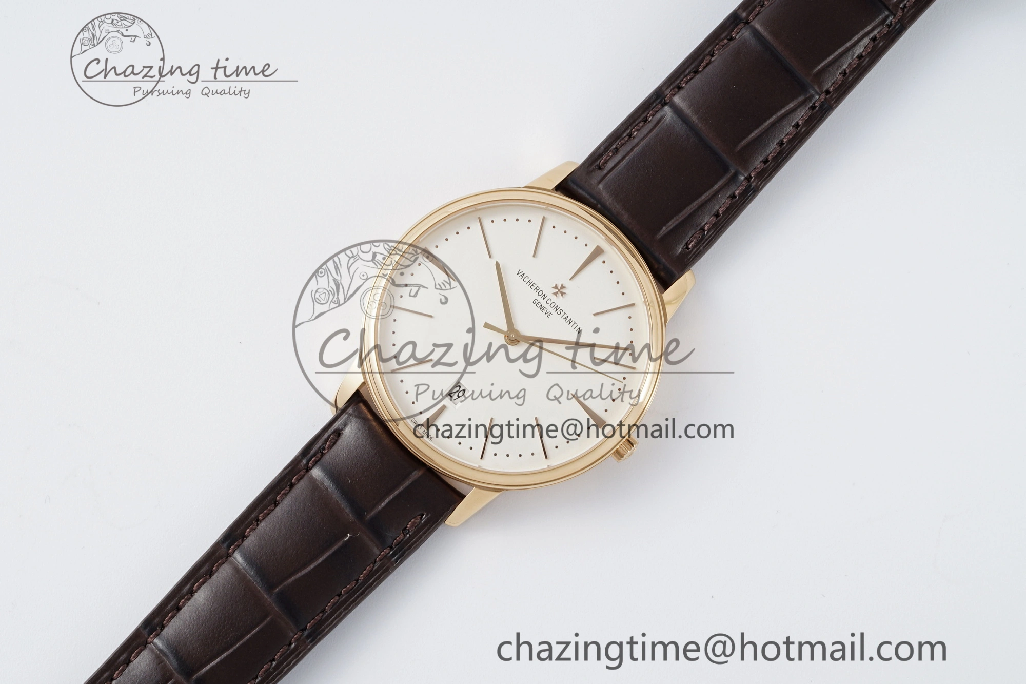 Patrimony Date RG PPF 1:1 Best Edition White Dial on Brown Leather Strap MIYOTA WeatherProof 9893