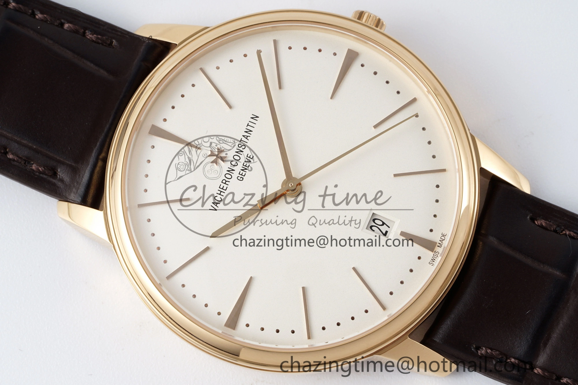 Patrimony Date RG PPF 1:1 Best Edition White Dial on Brown Leather Strap MIYOTA WeatherProof 9893