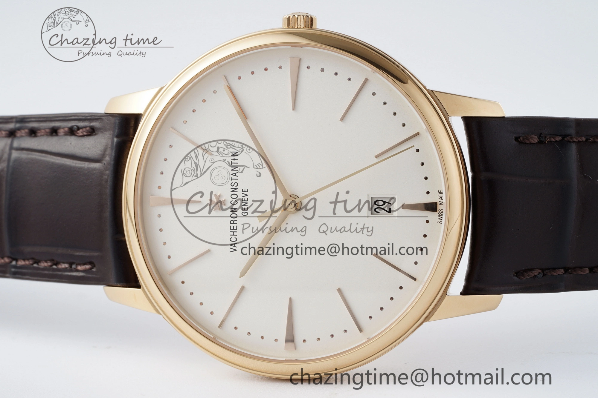Patrimony Date RG PPF 1:1 Best Edition White Dial on Brown Leather Strap MIYOTA WeatherProof 9893
