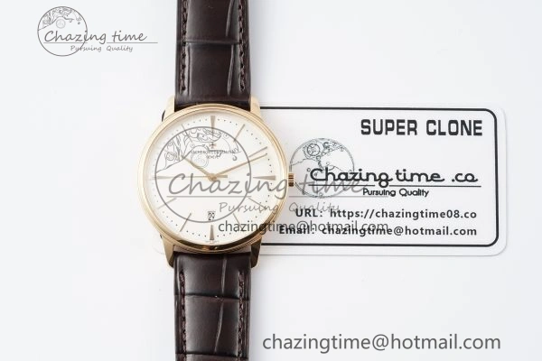 Patrimony Date RG PPF 1:1 Best Edition White Dial on Brown Leather Strap MIYOTA WeatherProof 9893