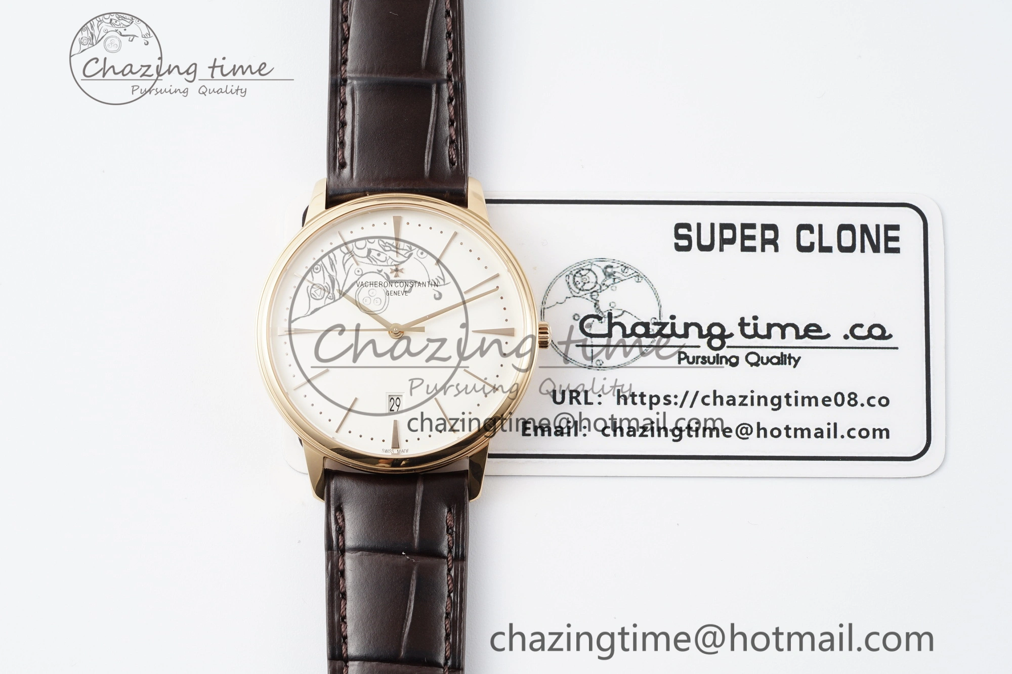 Patrimony Date RG PPF 1:1 Best Edition White Dial on Brown Leather Strap MIYOTA WeatherProof 9893