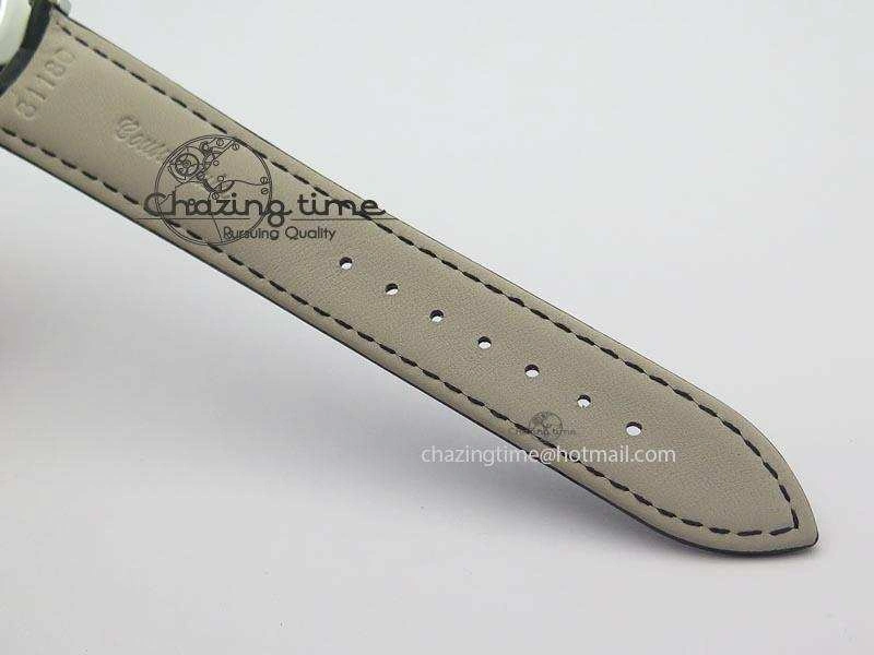 Patrimony Date SS Best Edition Gray Dial On Black Leather Strap Swiss Quartz Supportive 9994