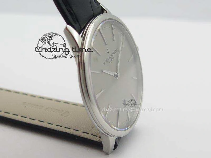 Patrimony Date SS Best Edition Gray Dial On Black Leather Strap Swiss Quartz Supportive 9994