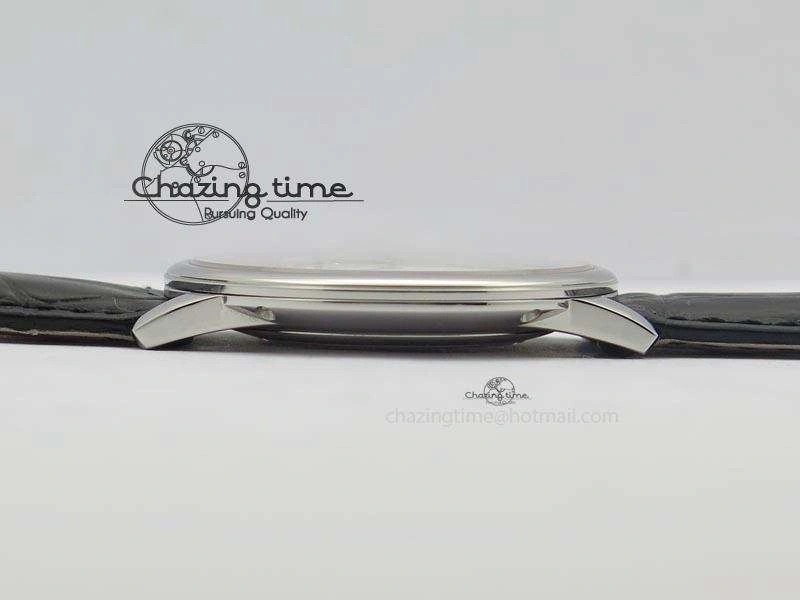 Patrimony Date SS Best Edition Gray Dial On Black Leather Strap Swiss Quartz Supportive 9994