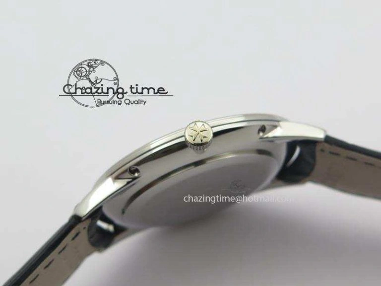 Patrimony Date SS Best Edition Gray Dial On Black Leather Strap Swiss Quartz Supportive 9994