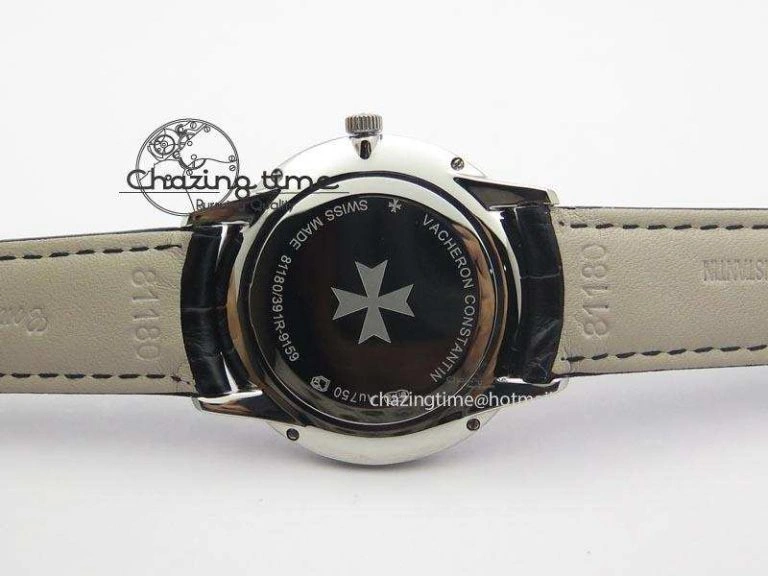 Patrimony Date SS Best Edition Gray Dial On Black Leather Strap Swiss Quartz Supportive 9994