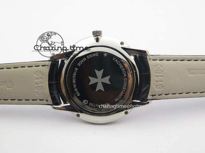 Patrimony Date SS Best Edition Gray Dial On Black Leather Strap Swiss Quartz Supportive 9994