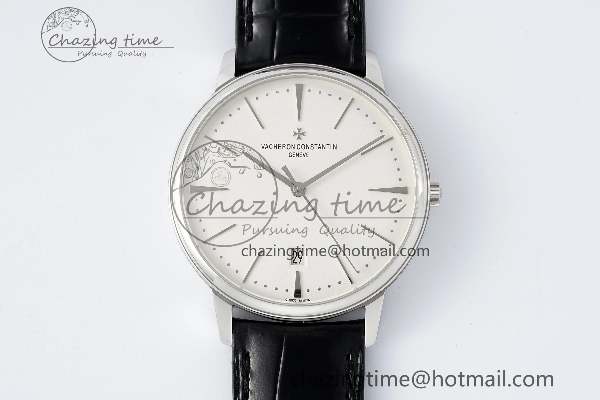 Patrimony Date SS PPF 1:1 Best Edition White Dial on Black Leather Strap MIYOTA Upgraded 9889