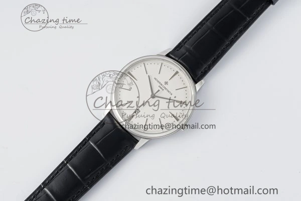 Patrimony Date SS PPF 1:1 Best Edition White Dial on Black Leather Strap MIYOTA Upgraded 9889