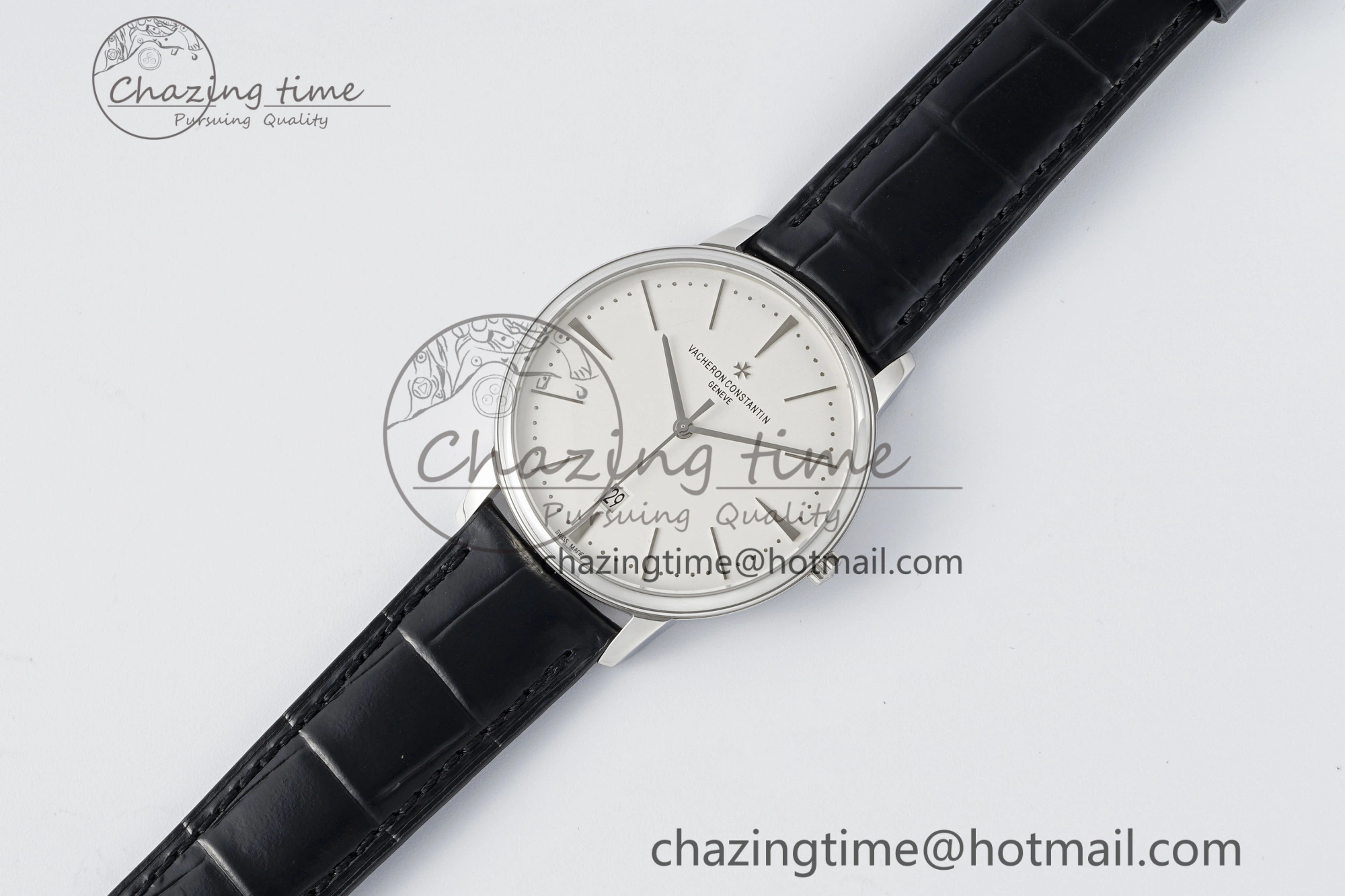 Patrimony Date SS PPF 1:1 Best Edition White Dial on Black Leather Strap MIYOTA Upgraded 9889