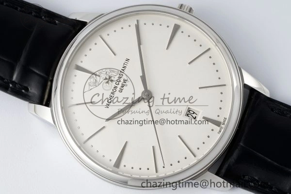 Patrimony Date SS PPF 1:1 Best Edition White Dial on Black Leather Strap MIYOTA Upgraded 9889