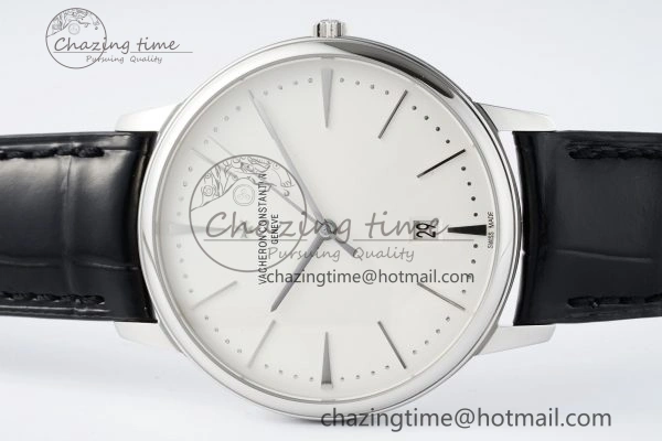 Patrimony Date SS PPF 1:1 Best Edition White Dial on Black Leather Strap MIYOTA Upgraded 9889