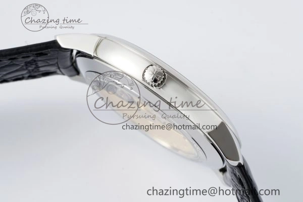 Patrimony Date SS PPF 1:1 Best Edition White Dial on Black Leather Strap MIYOTA Upgraded 9889