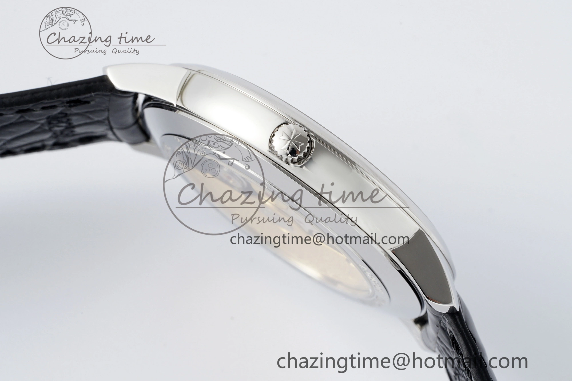 Patrimony Date SS PPF 1:1 Best Edition White Dial on Black Leather Strap MIYOTA Upgraded 9889