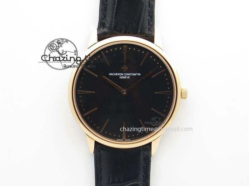 HighQuality Patrimony RG Best Edition Black Dial On Black Leather Strap Swiss Ref. 9996
