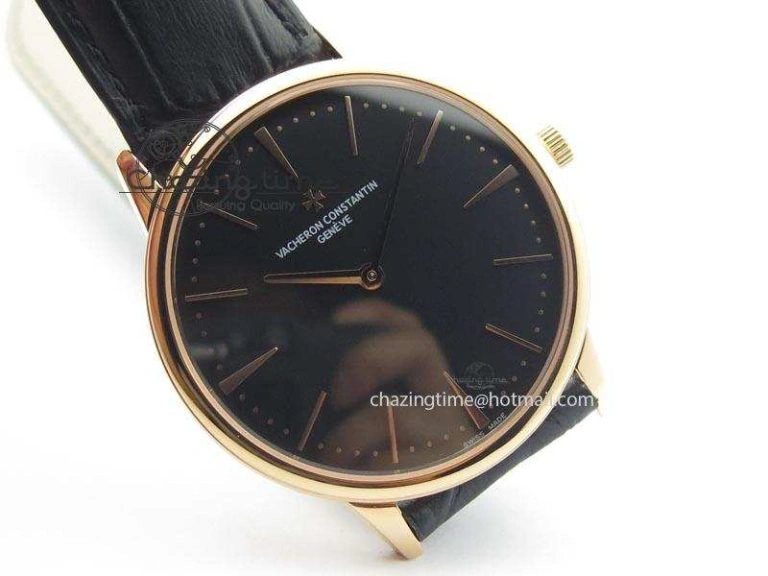 HighQuality Patrimony RG Best Edition Black Dial On Black Leather Strap Swiss Ref. 9996