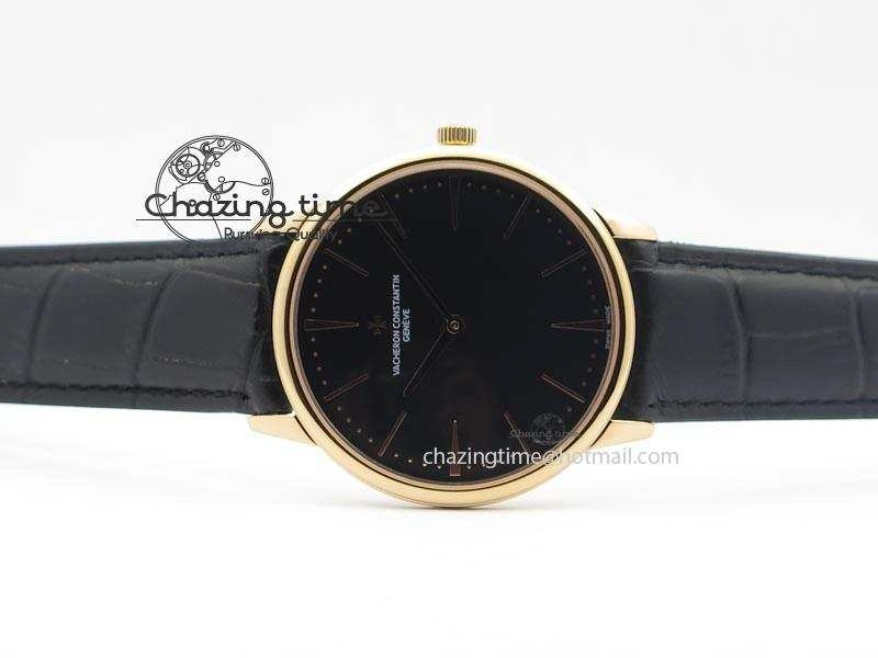HighQuality Patrimony RG Best Edition Black Dial On Black Leather Strap Swiss Ref. 9996