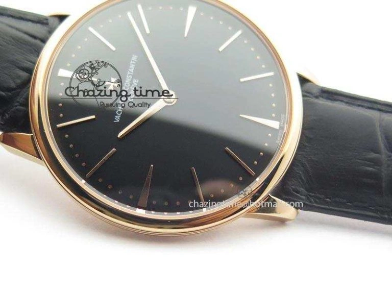 HighQuality Patrimony RG Best Edition Black Dial On Black Leather Strap Swiss Ref. 9996