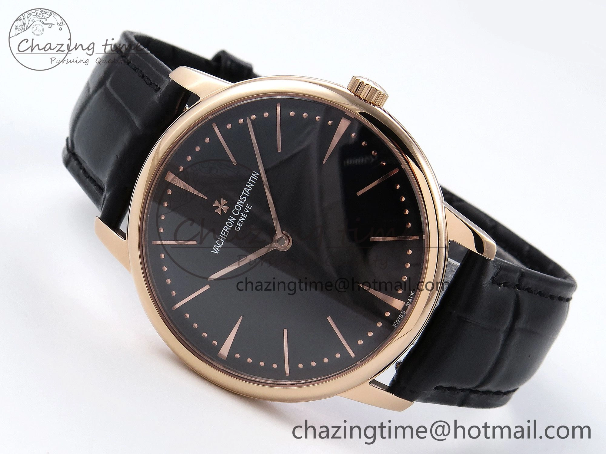 Chic Patrimony RG KZF Best Edition Black Dial on Black Leather Strap MIYOTA 9855
